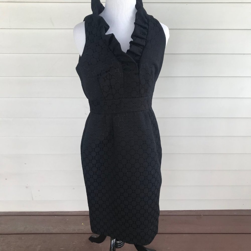 Ann Taylor V-neck Black Sleeveless Ruffle Dress